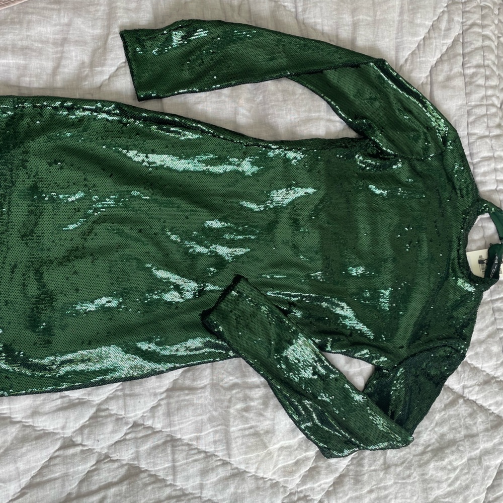 Green Zara Sequin Mini Dress
